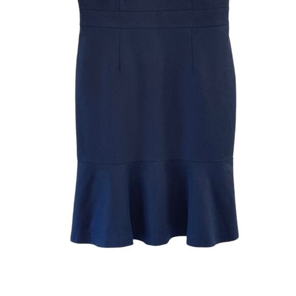 Banana Republic Women's Navy Dress with Flounce Skirt Exposed Back Zipper Sz 8 - Picture 3 of 7